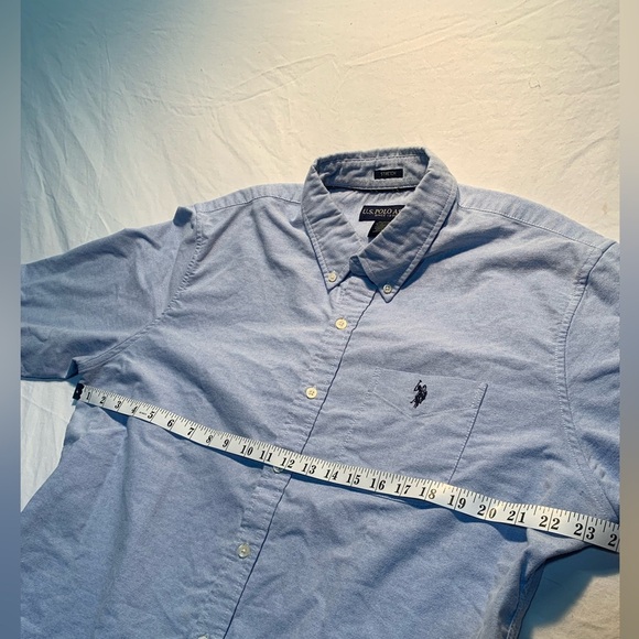 💚 U.S. Polo Assn. Blue Stretch Button-Down Shirt - Size L - Picture 5 of 8